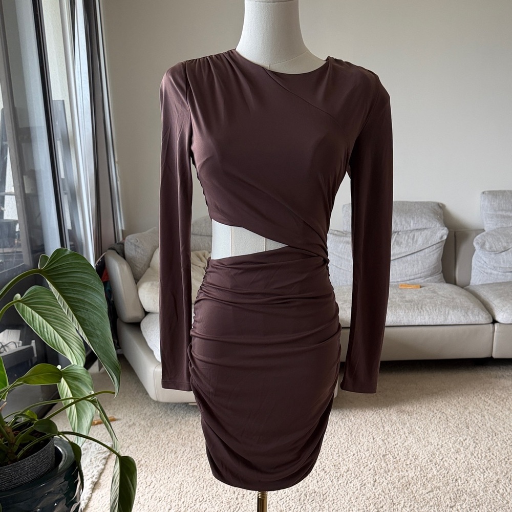Astr Chocolate Long Sleeve Dress